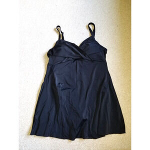 Womens Swim Dress-SHORE CLUB-SWIMSUITSFORALL-black stretch lined padded-20W